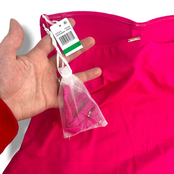 NEW Anne Cole Hot Pink Tankini Swim Top Size Large Halter Bandeau Strapless NWT - Picture 9 of 10